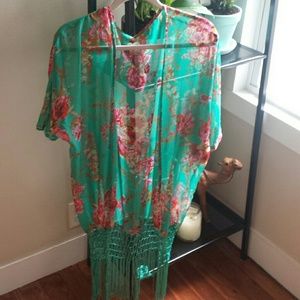 Floral Fringe Kimono